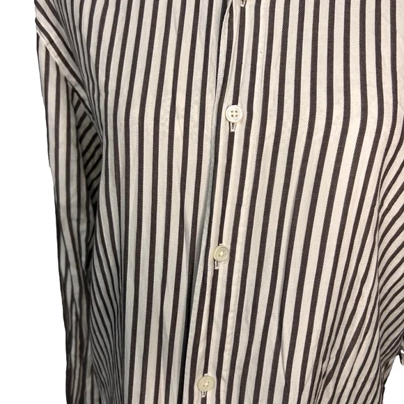 Ermengildo Zegna 100% cotton xxl white and brown striped men’s dress shirt - Picture 8 of 11
